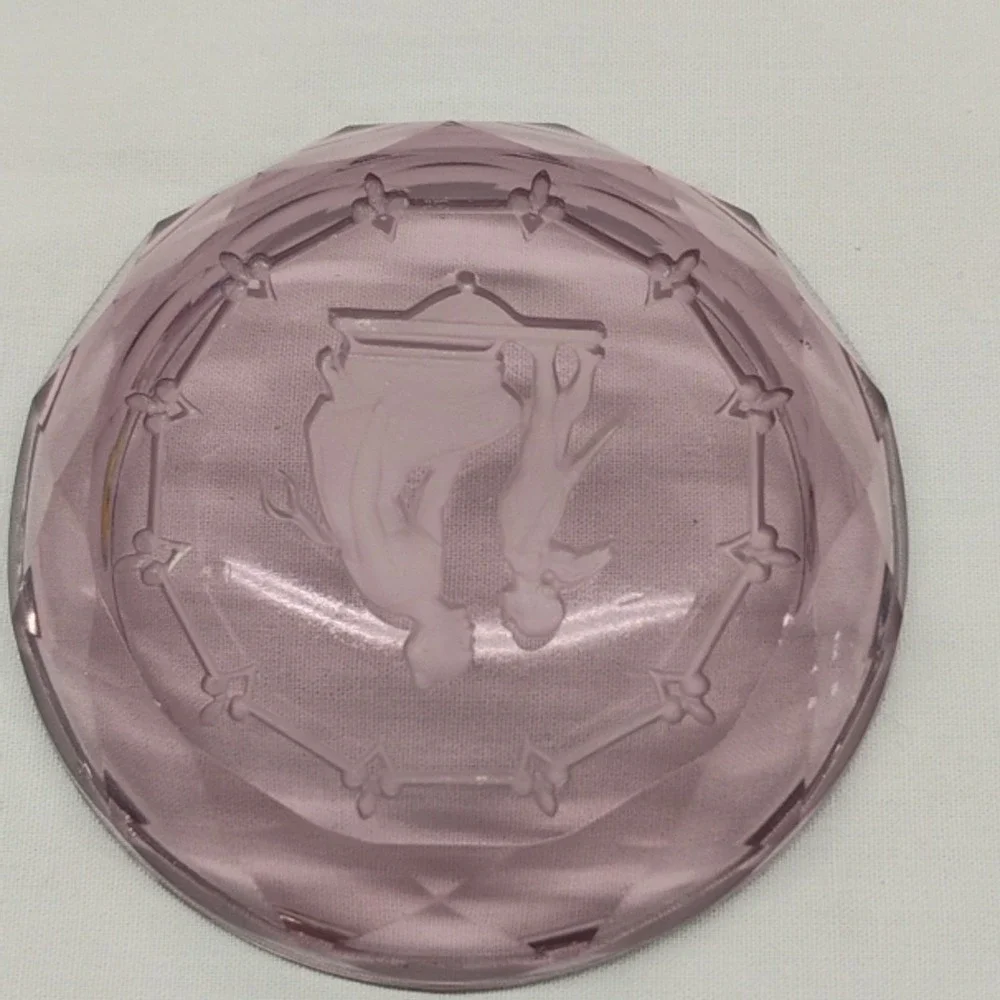 Heinrich Hoffman Czech Amethyst Butter Pat‎ Salt Trinket Dish Intaglio Cupid